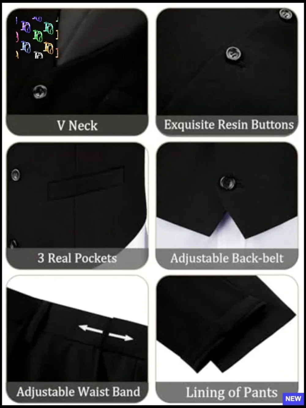 Slim Fit Suit Set with Vest and Tie Modern Formal Business Wear